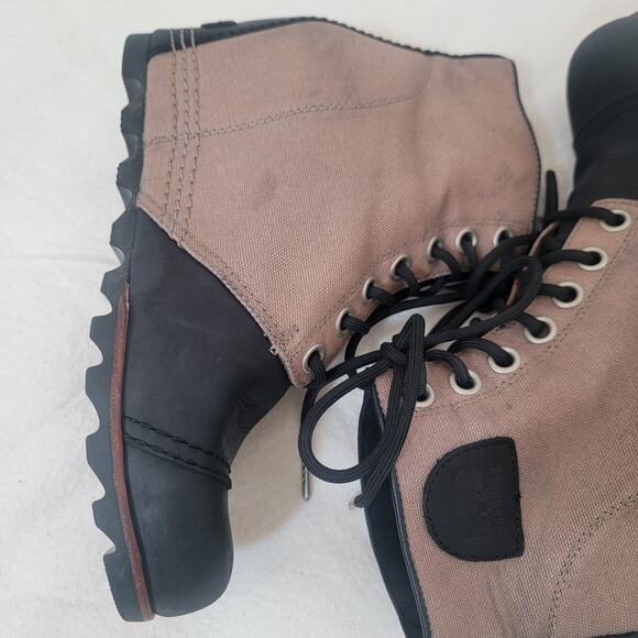 Sorel PDX Wedge Ankle Boots Women Size 10 Shoes Waterproof Lace Black Tan - Picture 9 of 16